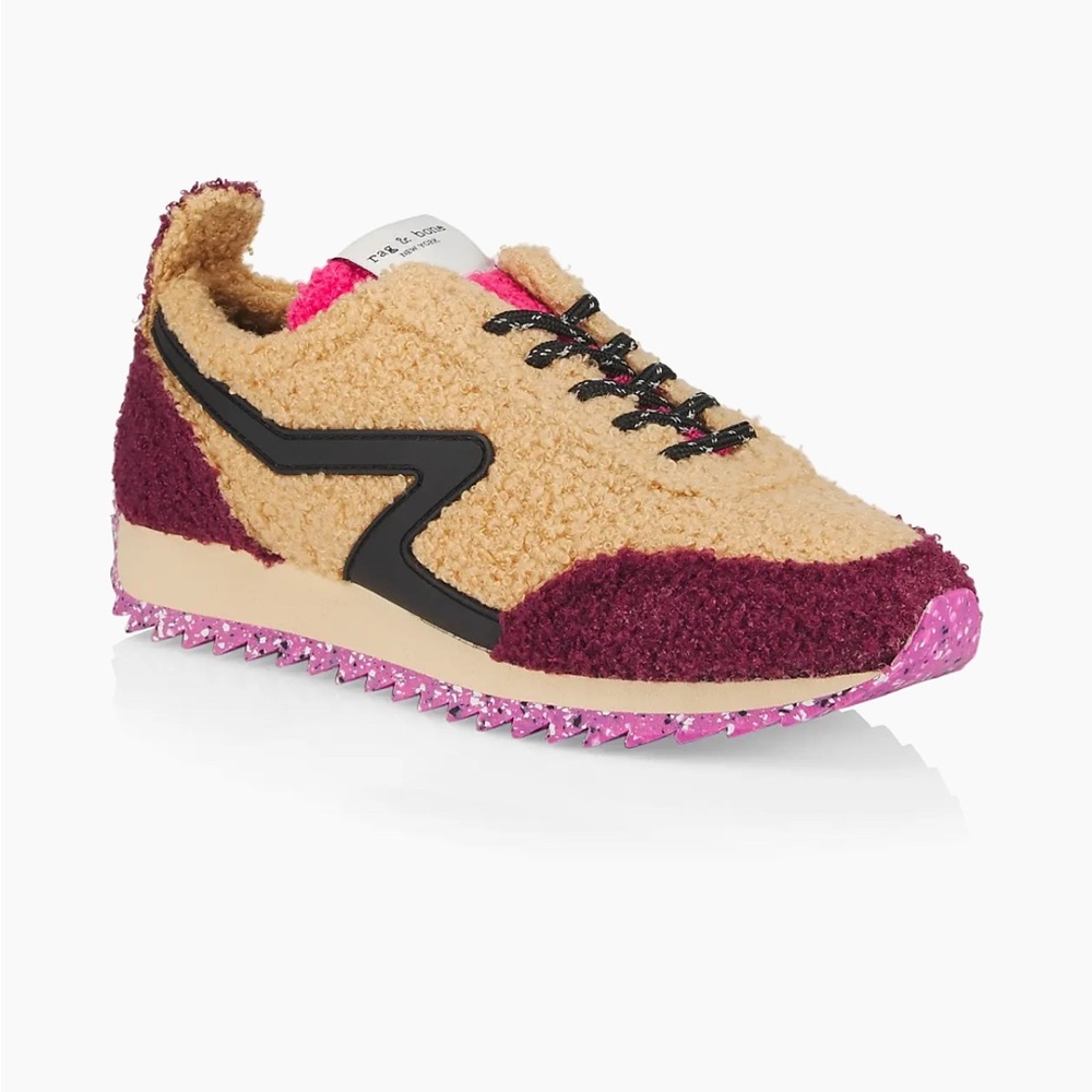 rag & bone Retro Runner Shearling Sneakers Camel Size EU 38 - Picture 2 of 16